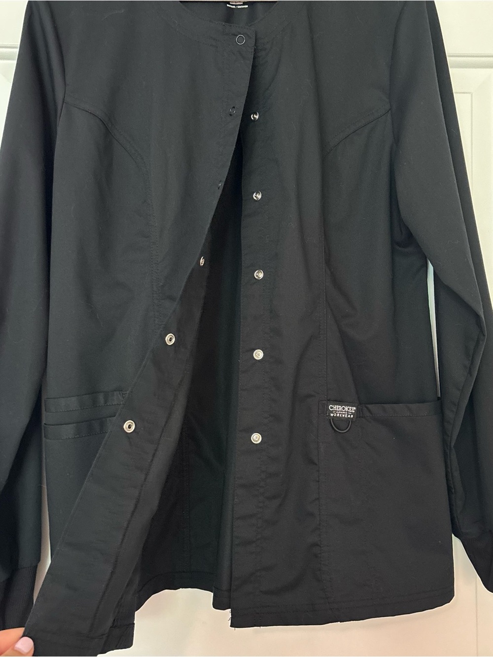 Cherokee Workwear Scrubs Snap Front Warm Up Jacket WW340 BLK Black Healthcare - Picture 4 of 6